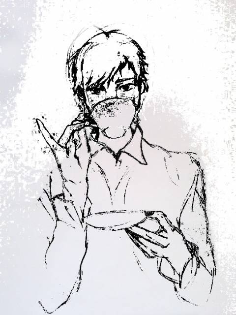 Wrenmae tea drinker rough.jpg