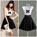 New-2014-black-white-color-patchwork-ruffles-collar-bow-knee-length-slim-cute-women-pleated-chiffon.jpg